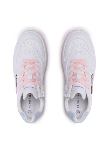 Tommy Hilfiger Сникърси Logo Low Cut Lace-Up Sneaker T3A9-32726-1592 S White/Beige/Sky Blue Y259 - Mera.bg