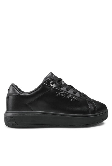 Tommy Hilfiger Сникърси Signature Leather Sneaker FW0FW05806 Black/Black 0GJ - Mera.bg