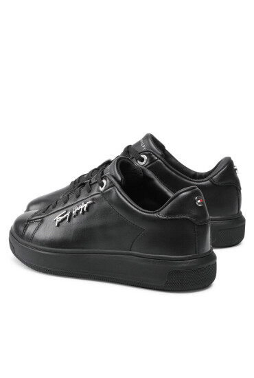 Tommy Hilfiger Сникърси Signature Leather Sneaker FW0FW05806 Black/Black 0GJ - Mera.bg