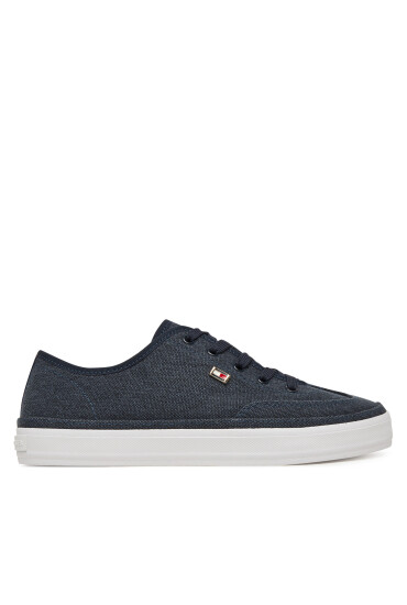 Tommy Hilfiger Сникърси Washed Canvas Vulc Sneaker FW0FW08894 Тъмносин - Mera.bg