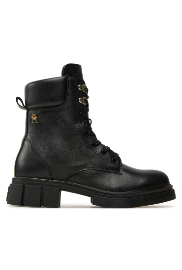 Tommy Hilfiger Туристически oбувки Lace-Up Biker Leather FW0FW08167 Черен - Mera.bg