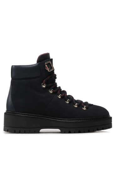 Tommy Hilfiger Туристически oбувки Nubuck Outdoor Flat Boot FW0FW06724 Тъмносин - Mera.bg