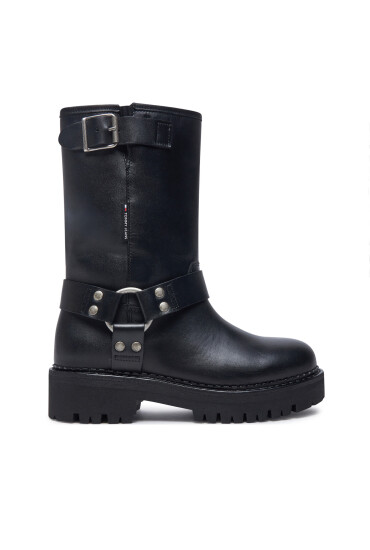Tommy Jeans Боти Tjw Urban Biker Boot Leather EN0EN02728 Черен - Mera.bg
