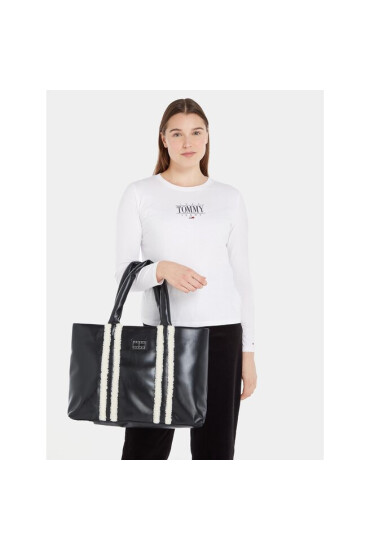 Tommy Jeans Дамска чанта Tjw Cosy Up Med Tote Sherpa AW0AW15397 Black Sherpa BDS - Mera.bg