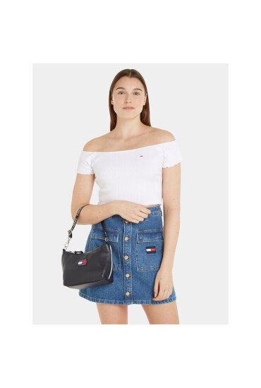 Tommy Jeans Дамска чанта Tjw Heritage Shoulder Bag AW0AW15409 Черен - Mera.bg