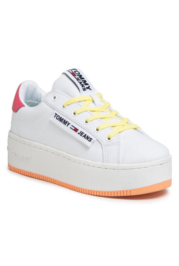 Tommy Jeans Гуменки Oversized Label Icon Sneaker EN0EN00787 White/Blush Red/ Melon Orange 0K4 - Mera.bg