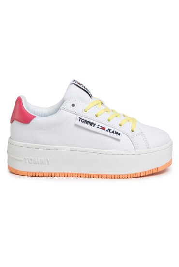 Tommy Jeans Гуменки Oversized Label Icon Sneaker EN0EN00787 White/Blush Red/ Melon Orange 0K4 - Mera.bg