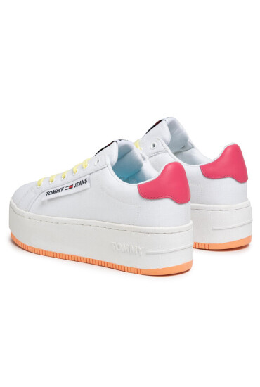Tommy Jeans Гуменки Oversized Label Icon Sneaker EN0EN00787 White/Blush Red/ Melon Orange 0K4 - Mera.bg