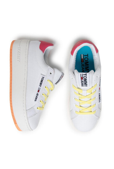 Tommy Jeans Гуменки Oversized Label Icon Sneaker EN0EN00787 White/Blush Red/ Melon Orange 0K4 - Mera.bg