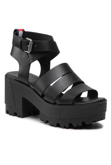 Tommy Jeans Сандали Heeled Leather Sandal EN0EN01803 Black BDS - Mera.bg