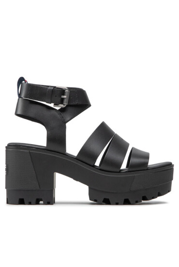 Tommy Jeans Сандали Heeled Leather Sandal EN0EN01803 Black BDS - Mera.bg