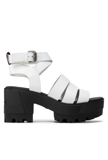 Tommy Jeans Сандали Heeled leather Sandal EN0EN01803 White YBR - Mera.bg