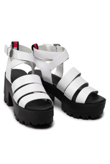 Tommy Jeans Сандали Heeled leather Sandal EN0EN01803 White YBR - Mera.bg