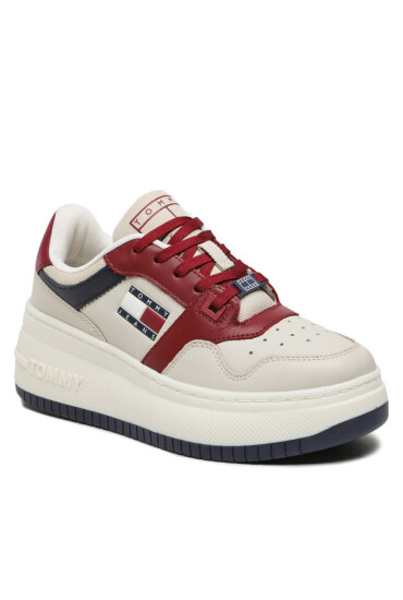 Tommy Jeans Сникърси Tjw Retro Basket Flatform EN0EN02429 Bleached Stone / Rouge XJS - Mera.bg