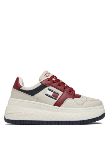 Tommy Jeans Сникърси Tjw Retro Basket Flatform EN0EN02429 Bleached Stone / Rouge XJS - Mera.bg