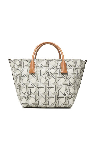 Tory Burch Дамска чанта Canvas Basketweave Small Tote 146547 New Ivory Basketweave 100 - Mera.bg