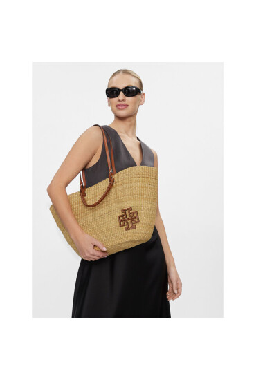 Tory Burch Дамска чанта Ella Straw Basket Tote 135740 Natural 254 - Mera.bg