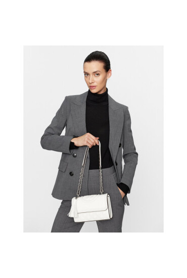 Tory Burch Дамска чанта Flaming Small Convertible Shoulder Bag 75576 Blanc/Silver 101 - Mera.bg