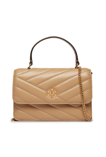 Tory Burch Дамска чанта Kira Chevron Mini Top Handle Chain Wallet 152356 Desert Dune 250 - Mera.bg