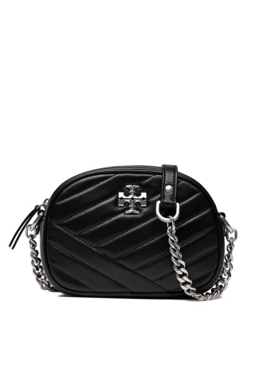 Tory Burch Дамска чанта Kira Chevron Small Camera Bag 90450 Black/Rolled Nickiel 002 - Mera.bg