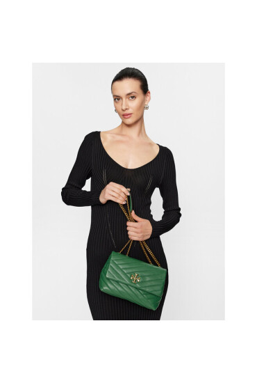 Tory Burch Дамска чанта Kira Chevron Small Convertible Shoulder Bag 90452 Basil 301 - Mera.bg