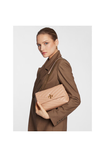 Tory Burch Дамска чанта Kira Chevron Small Convertible Shoulder Bag 90452 Розов - Mera.bg