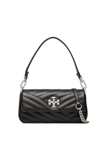 Tory Burch Дамска чанта Kira Chevron Small Flap Shoulder Bag 90456 Black/Rolled Nickel 002 - Mera.bg