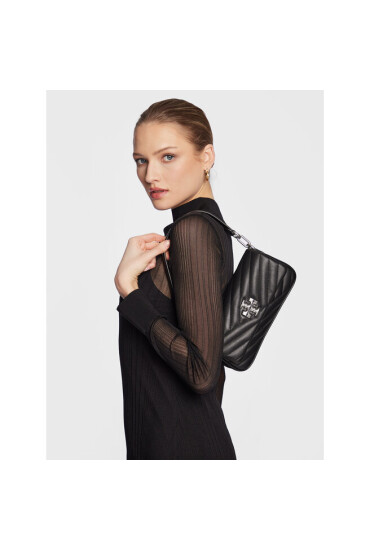 Tory Burch Дамска чанта Kira Chevron Small Flap Shoulder Bag 90456 Black/Rolled Nickel 002 - Mera.bg