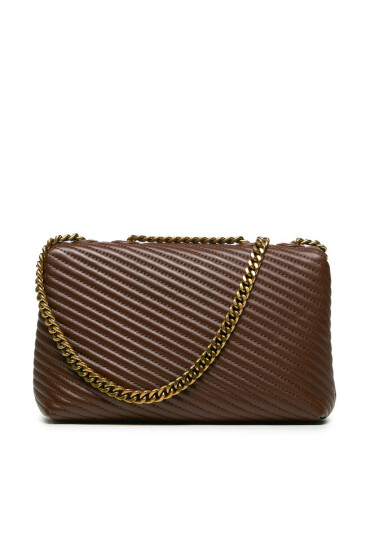 Tory Burch Дамска чанта Kira Moto Quilt Small Convertible 152345 Hickory Brown 200 - Mera.bg
