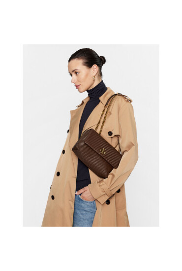 Tory Burch Дамска чанта Kira Moto Quilt Small Convertible 152345 Hickory Brown 200 - Mera.bg