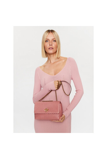 Tory Burch Дамска чанта Kira Moto Quilt Small Convertible Shoulder Bag 156181 Розов - Mera.bg