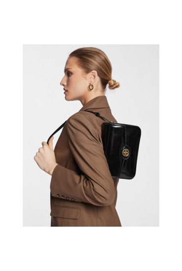 Tory Burch Дамска чанта Robinson Spazzolato Convertible Shoulder Bag 143122 Черен - Mera.bg