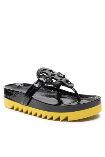 Tory Burch Джапанки Miller Cloud Lug 136401 Perfect Black/Citrus 001 - Mera.bg