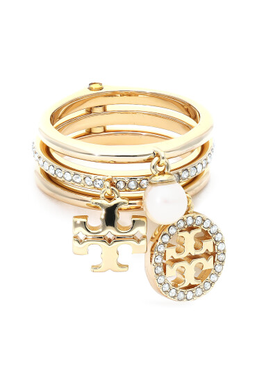 Tory Burch Пръстен Miller Pave Charm Ring 76348 Tory Gold/Crystal/Ivory 700 - Mera.bg