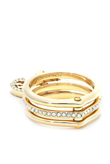 Tory Burch Пръстен Miller Pave Charm Ring 76348 Tory Gold/Crystal/Ivory 700 - Mera.bg