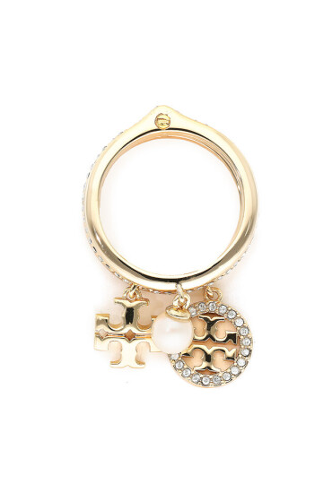 Tory Burch Пръстен Miller Pave Charm Ring 76348 Tory Gold/Crystal/Ivory 700 - Mera.bg