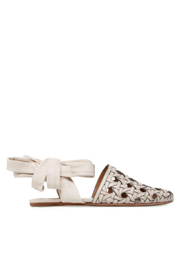 Tory Burch Сандали Basketweave Wrap Flat 85255 New Cream/New Cream 191 - Mera.bg