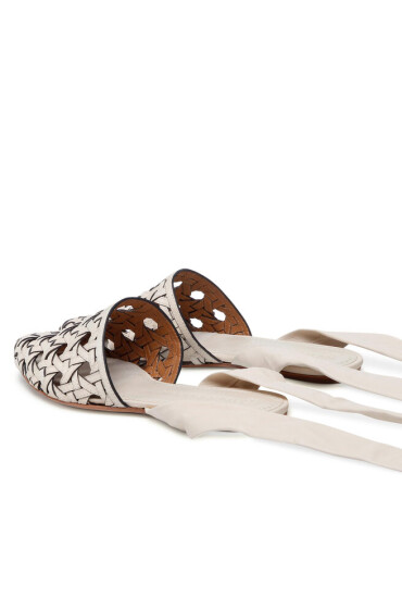 Tory Burch Сандали Basketweave Wrap Flat 85255 New Cream/New Cream 191 - Mera.bg