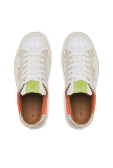 Tory Burch Сникърси Ladybug Sneaker Adria 141755 White/Fluorescent Pink/Frost 100 - Mera.bg