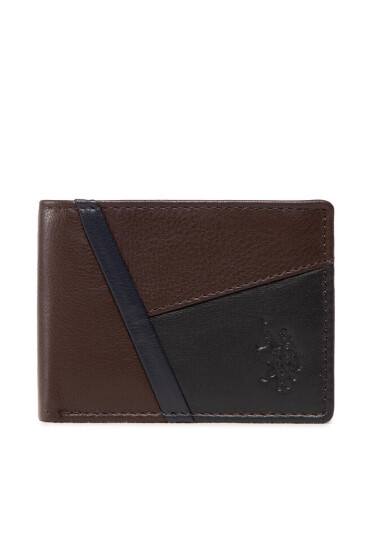 U.S. Polo Assn. Голям мъжки портфейл Hz.Wall. W/Coin Flap Hold. AEUT52279MHAM96 Brown/Blue - Mera.bg