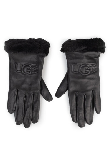 Ugg Дамски ръкавици W Classic Leather Logo Glove 19034 Black - Mera.bg