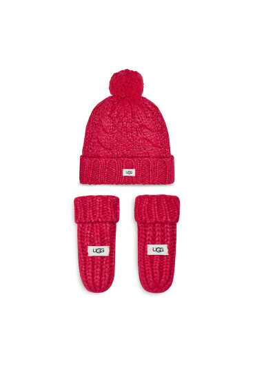 Ugg Комплект шапка и ръкавици K Infant Knit Set 22726 Розов - Mera.bg