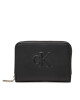 Calvin Klein Jeans Малък дамски портфейл Sculpted Med Flap Zip Around LV04K1004G Черен - Mera.bg