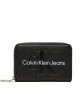 Calvin Klein Jeans Малък дамски портфейл Sculpted Med Zip Around K60K610405 Черен - Mera.bg