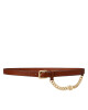 LAUREN RALPH LAUREN Дамски колан Logo-Chain Leather Skinny Belt 412968767001 Кафяв - Mera.bg