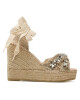Manebi Еспадрили X Wedges Valenciana Natural With Gems - Mera.bg