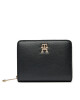 Tommy Hilfiger Малък дамски портфейл Th Soft Logotape Med Za AW0AW16917 Черен - Mera.bg