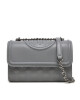 Tory Burch Дамска чанта Small Fleminf Polished Grain Convertible Shoulder Bag 158435 Сив - Mera.bg