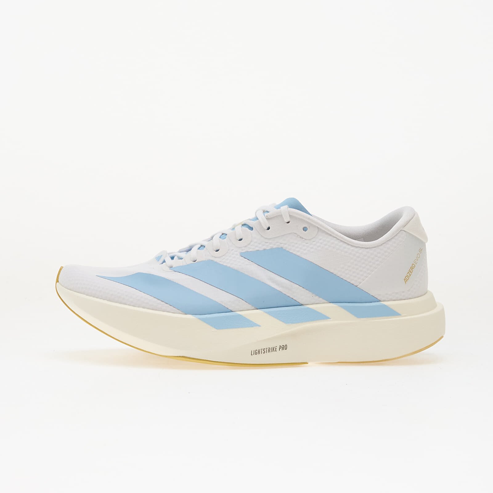 adidas Performance Сникърси adidas Adizero Evo Sl Ftwr White/ Clear Blue/ Matte Gold
