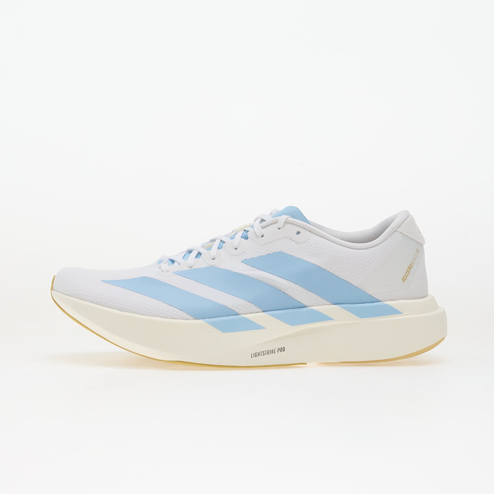 adidas Performance Сникърси adidas Adizero EVO SL Woven Ftwr White/ Clear Blue/ Matte Gold